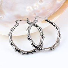 50mm Black Basketball Wives Bamboo Door Knocker Earrings Wholesale
