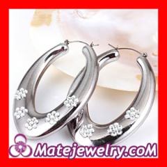 75×50mm Basketball Wives Bamboo Hoop Earrings Crystal Wholesale