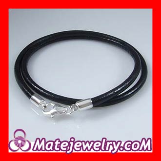 Black Leather european bracelets