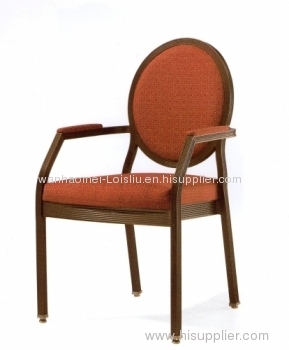 Upholstered stacking aluminum arm banquet chair