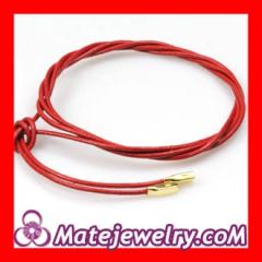 Bright red Leather Bracelets with Gold Plated Silver Ends with 925 Stamped