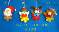 various hanging Christmas ornaments