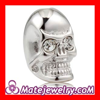 Rhodium plated Silver skull beads