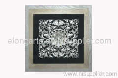 Hanging wood frame with woodcarving for interior decor of home decoration in shadow box