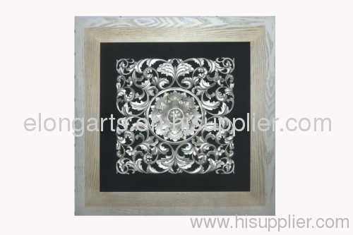 Hanging wood frame with woodcarving for interior decor of home decoration in shadow box