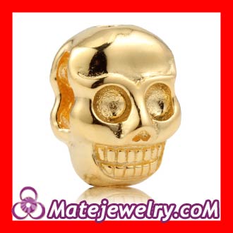 8×11mm 18K Gold plated Sterling Silver Skull Head Bead