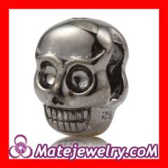 8×11mm Gun black plated Sterling Silver Skull Head Bead