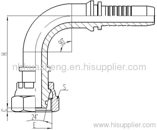 90° O-ring Metric Female 24° Cone Seal L.T.