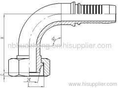 90° O-ring Metric Female 24° Cone Seal L.T.