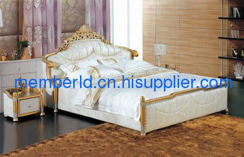 furniture softbed genuine leather bed fabric bed E101