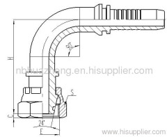 90° Metric Metric Female 24° Cone Seal H.T.