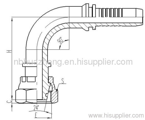 90° Metric Metric Female 24° Cone Seal H.T.