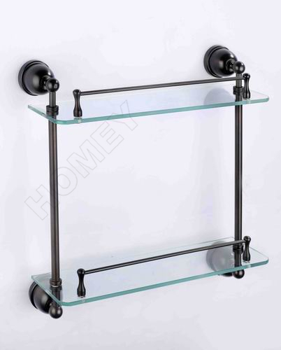 Glass Shelf Article Rack black color