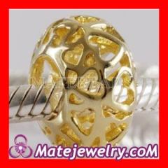 Gold Plated Hollow Cage Sterling Silver Beads