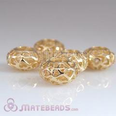 Gold Plated Hollow Cage Sterling Silver Beads