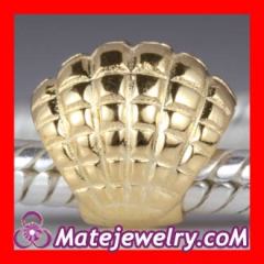 Gold Plated Shell Sterling Silver Charm Beads fit Largehole Jewelry Bracelet