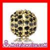 10mm Gold plated Sterling Silver Disco Ball Bead Pave Black CZ Crystal Shamballa Style