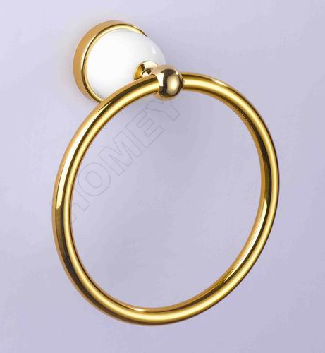 Towel ring gold-white color