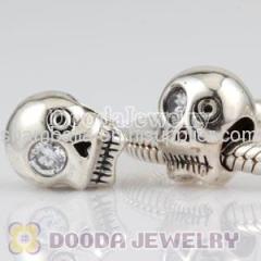 Wholesale european sterling silver skull head charm beads