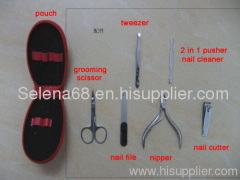 nail cutter, nail file. cuticle pusher,earpick, 2 in one pusher nail cleaner, tweezer, scissors