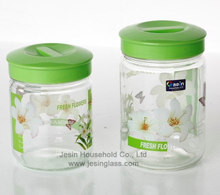 glass jars;glass canisters;glass cans;glass storages