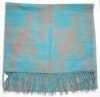 blue and chocolate brown acrylic woven scarf
