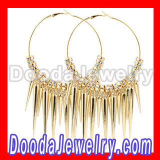 Gold Hoop Beads Spikes Linear Drop Basketball Wives Earrings Wholesale