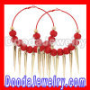 Wholesale basketball wives Red Rhinestone spike earrings Cheap