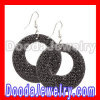 Celeb Inspired Black Gold Bamboo Earrings with rhinestones Wholesale