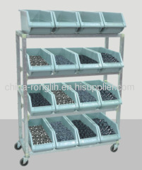 Open style Mobile Plastic shelving ( Sixteen bins )