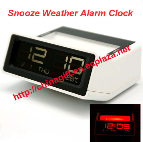 Digital LED Snooze Weather Alarm Clock LCD Table Clock