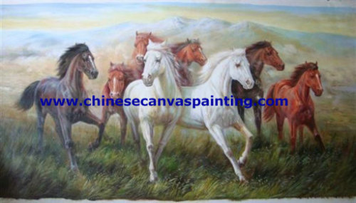 paintings of horses,7,8 horses painting,oil canvas art