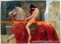 CHNCANVASPAINTING,NUDE,HORSE ON CANVAS