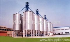 Grain steel silo with precleaner