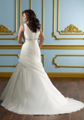 GEORGE BRIDE Gorgeous Strap V Neck A-line Taffeta Court Train Wedding Dress