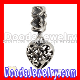 Silver Heart Dangle Charms For Valentines Day