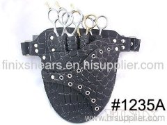 Stylish 4 pairs of scissors Black Leather Scissor Holster