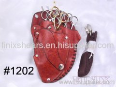 5 Pairs Scissors Red Leather Scissors Holster