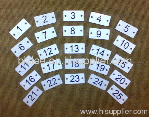 Aluminum Number Tag with Braille Sign / Raised Dots, Tactile