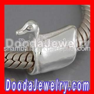 Cheap european Silver Cygnet Charm Beads