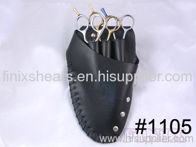 3 pairs of scissors Black Leather Scissors Holster