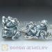 Silver european Chimp Family Charms Beads