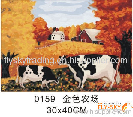 Decorative landscape canvas oil painting by numbers for wall decoration 30*40cm