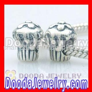 Silver european Cup Cake Charms Beads