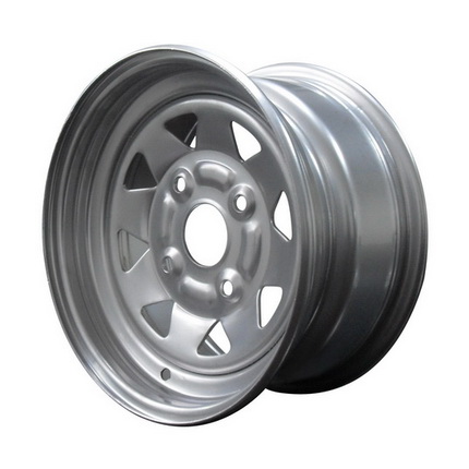 silver steel rim