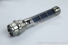 1W very bright aluminium LED solar flashlight with USB cable