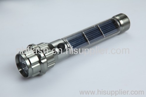 1W very bright aluminium LED solar flashlight with USB cable