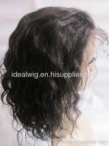 large size cap remy indian human hair full lace wig 1b#