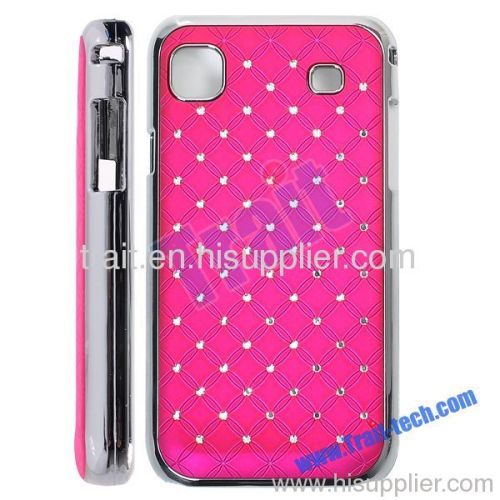 Super Quality Electroplating Edge Frosting Embedded Diamond Hard Case for Samsung Galaxy S i9000(Hot Pink)