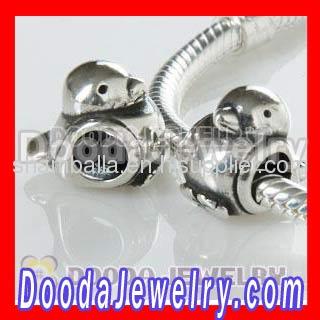 european Silver Happy Bird Charm Beads